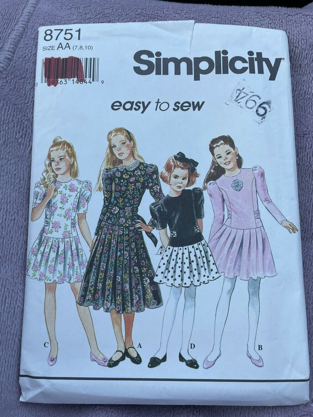 Simplicity vintage girls dress size 7, 8, 10 #8751